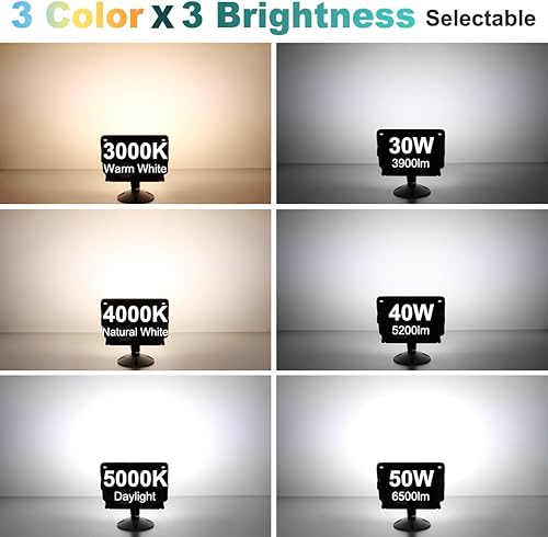 Miniatura 2 de Kadision Luz LED de Inundación para Exteriores, 50W40W30W 6500lm 3000K4000K5000K Seleccionable, Fotocélula del Crepúsculo al Amanecer, IP65