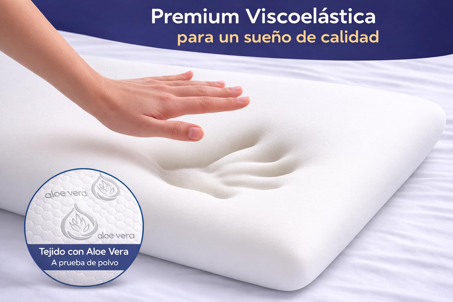 Dear Friend | 2 Almohadas Viscoelásticas 50x70 cm Memory Foam Adapatable Cuello y Termorreguladoras – Almohada Viscoelástica Aloe Vera Transpirable Doble Fundas desenfundables y núcleo viscoelástico