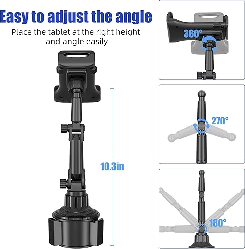 Miniatura 3 de Soporte para iPad para coche, soporte para teléfono, rotación universal de 360, brazo largo ajustable, para teléfono celular de 4 a 13 pulgadas,