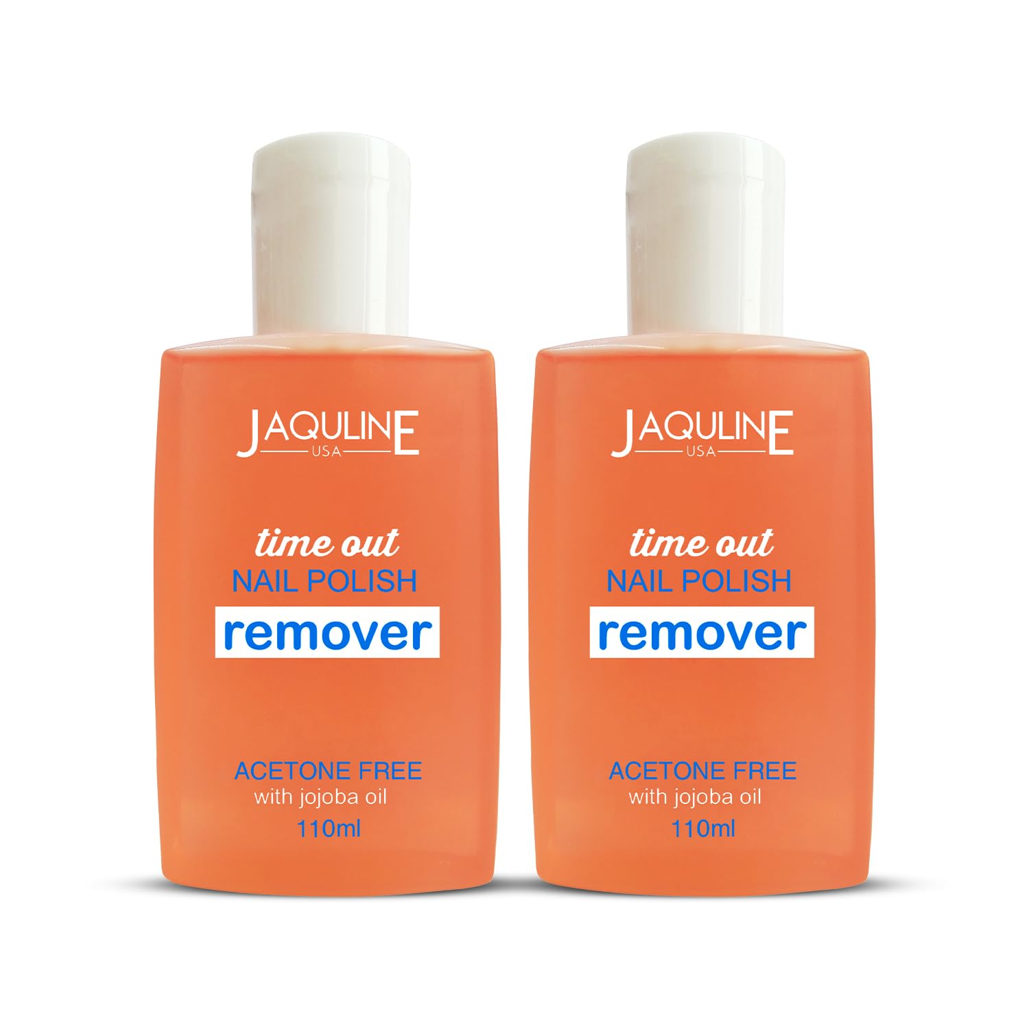 JAQULINE USA Time Out Nail Polish Remover l | Enriched with Jojoba Oil | Nourishes Nails | Easy Nail Paint Removal | Cruelty-Free, Acetone-Free Formula - Pack of 2(110ml x 2)