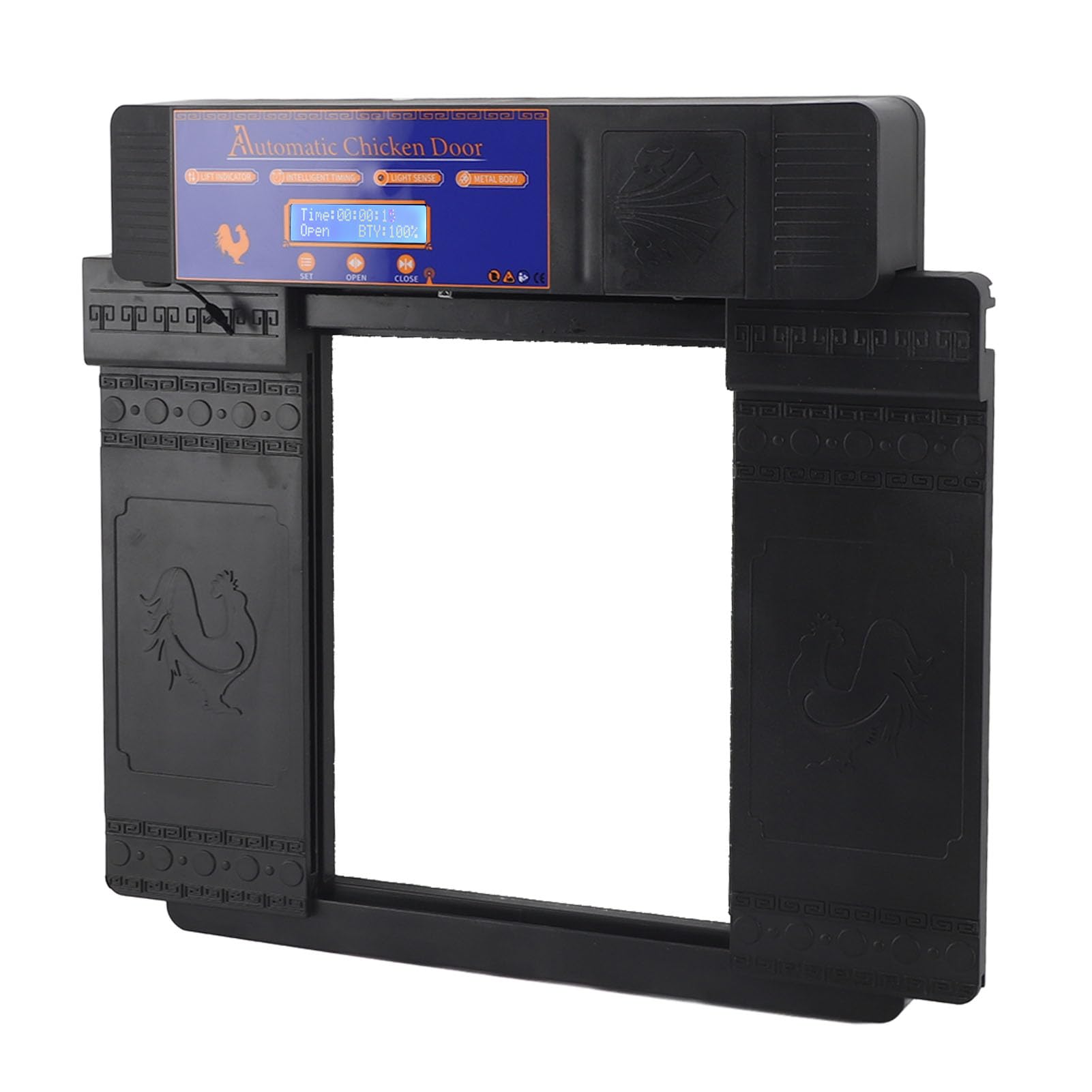 Puerta automática de gallinero, Control Remoto, detección de luz, Temporizador, configuración, abridor automático de Puerta de gallinero (Negra)