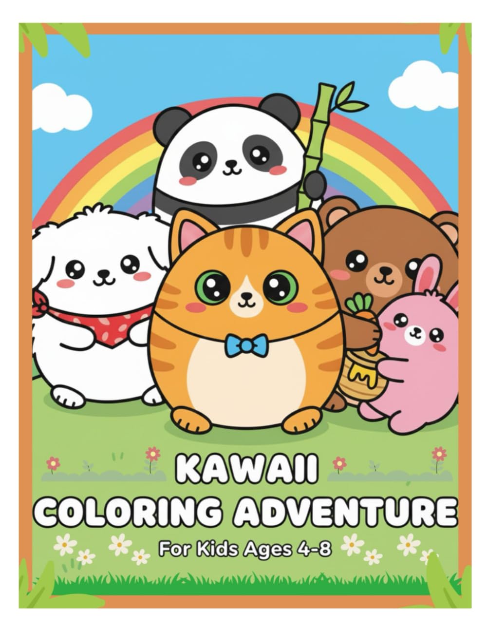 Cute Kawaii Animals Coloring Book for Kids: Fun and Adorable Coloring Pages for Kids Ages 4–8