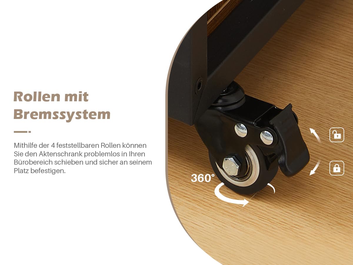 TUKAILAi Caisson de Bureau Rangement Avec USB Port, Caisson Imprimante Mobile à Tiroir Verrouillables, Caisson Imprimante Mobile avec Roulettes pour Format A4 Style Industriel (Noir)