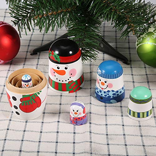 5 stks Kerst Handgeschilderde Leuke Houten Matroesjka Dolls Russische Nesting Poppen Set Woondecoratie Hout (m) - Image 7