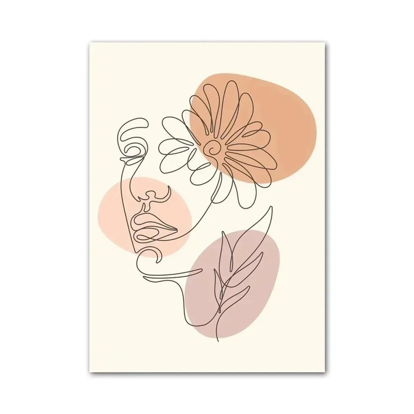Toile minimaliste fille aux fleurs XENITE au design visage et corps épuré