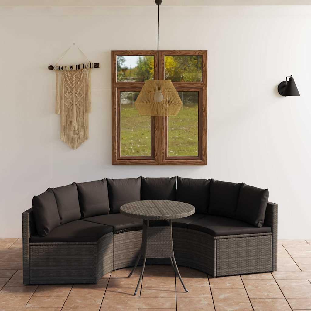 Set Divani da Giardino 5 Pezzi con Cuscini Grigio