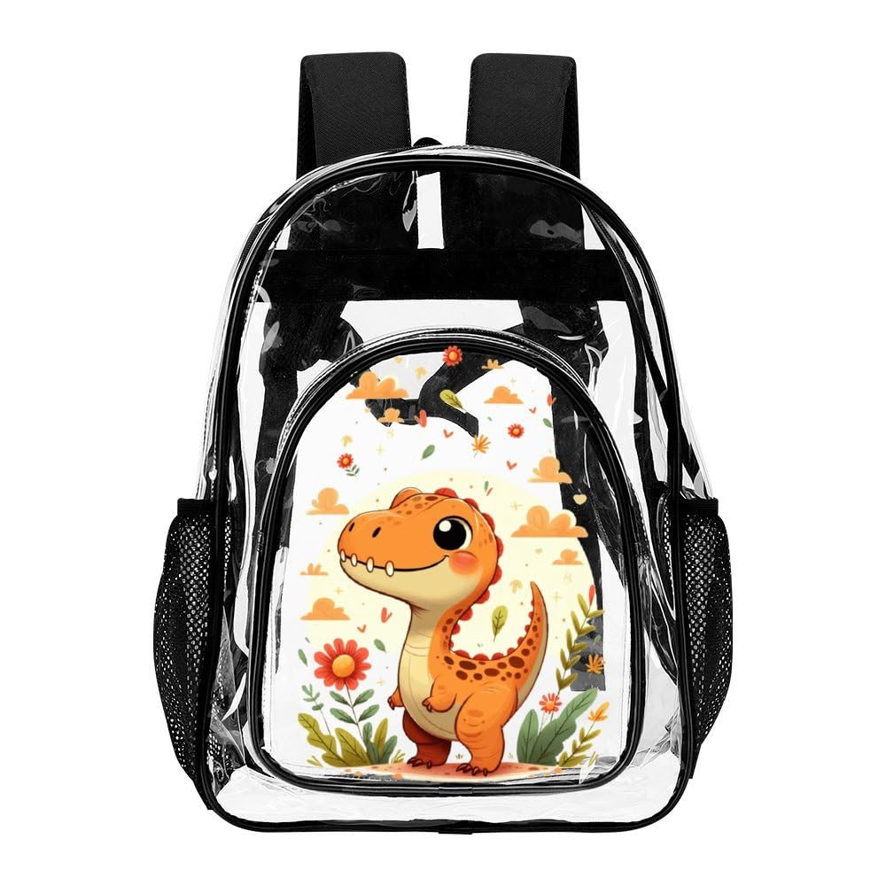 ZCJB-WSRY Dinosaur Clear Backpack Heavy Duty for Girls Kids Boys Women Men - Large Cute PVC Dinosaurs Theme Printing Transparent Backpacks for Schools