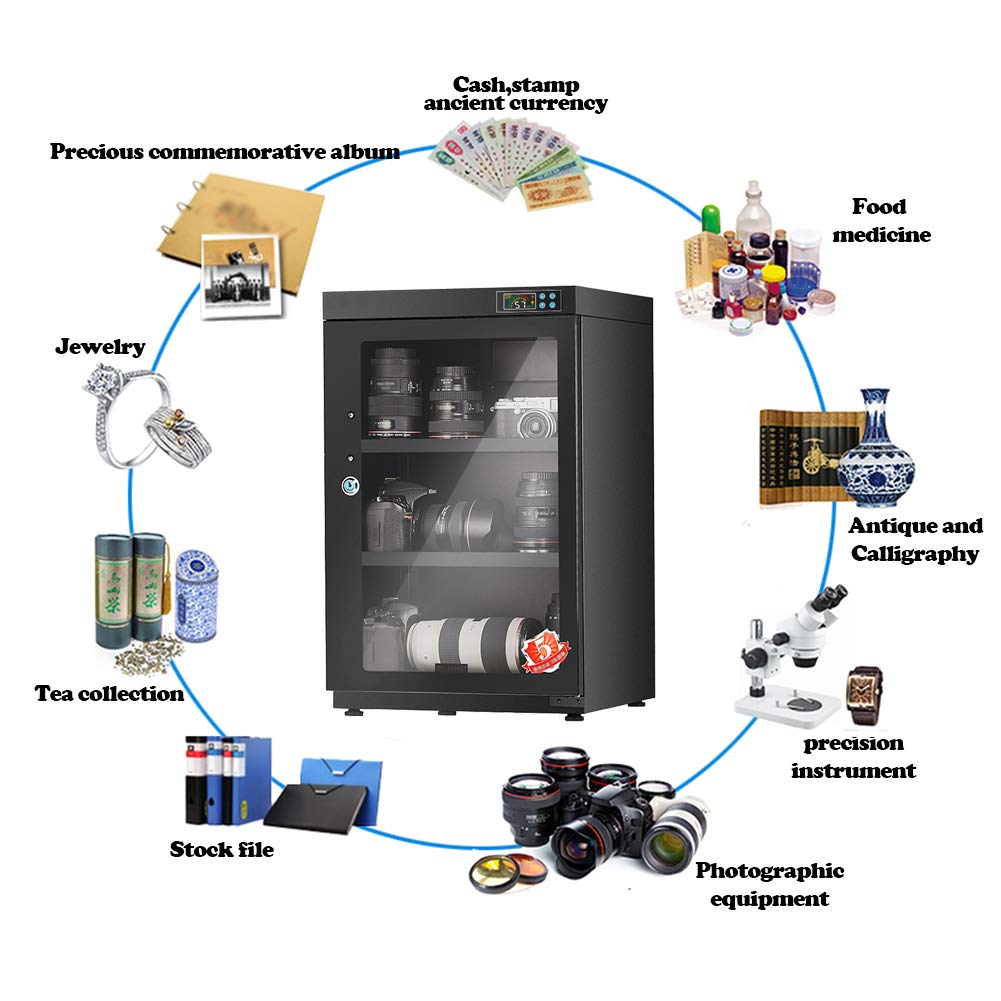 Armadio deumidificante a Prova di umidità della Fotocamera - Risparmio di energia Silenzioso Intelligente a LED-Archiviazione di apparecchiature elettroniche per Ufficio della Lente dell'ufficio (85