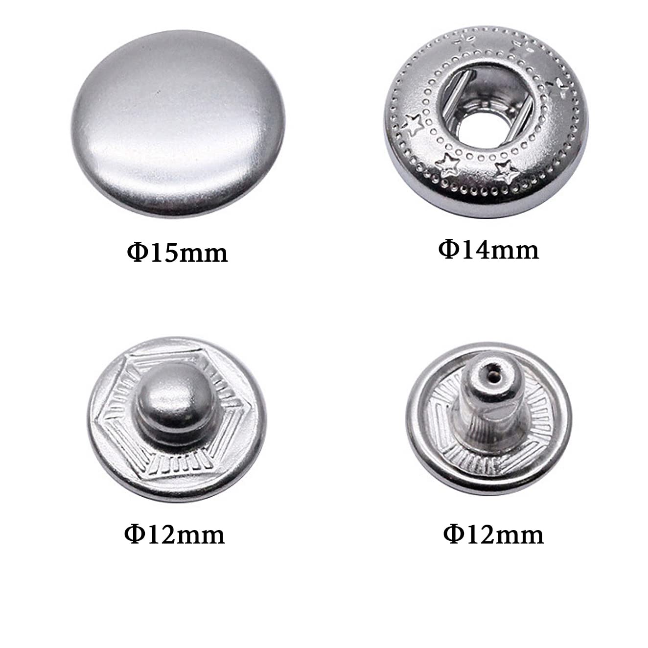 Kit Di Bottoni Automatici Da 8 Mm Con Adattatori In Pelle - RERI - Per Cucito E Fai Da Te