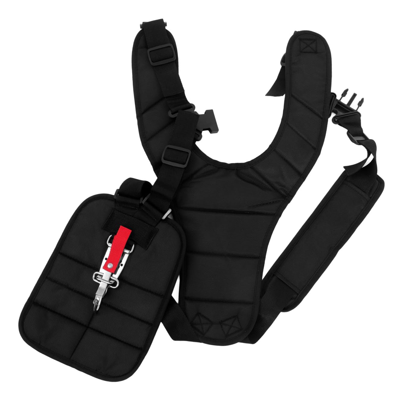 GALPADA Arnés de Doble Hombro Acolchado para Desbrozadora de Profesional, Nylon Negro, Cinturón con Hebilla para Césped
