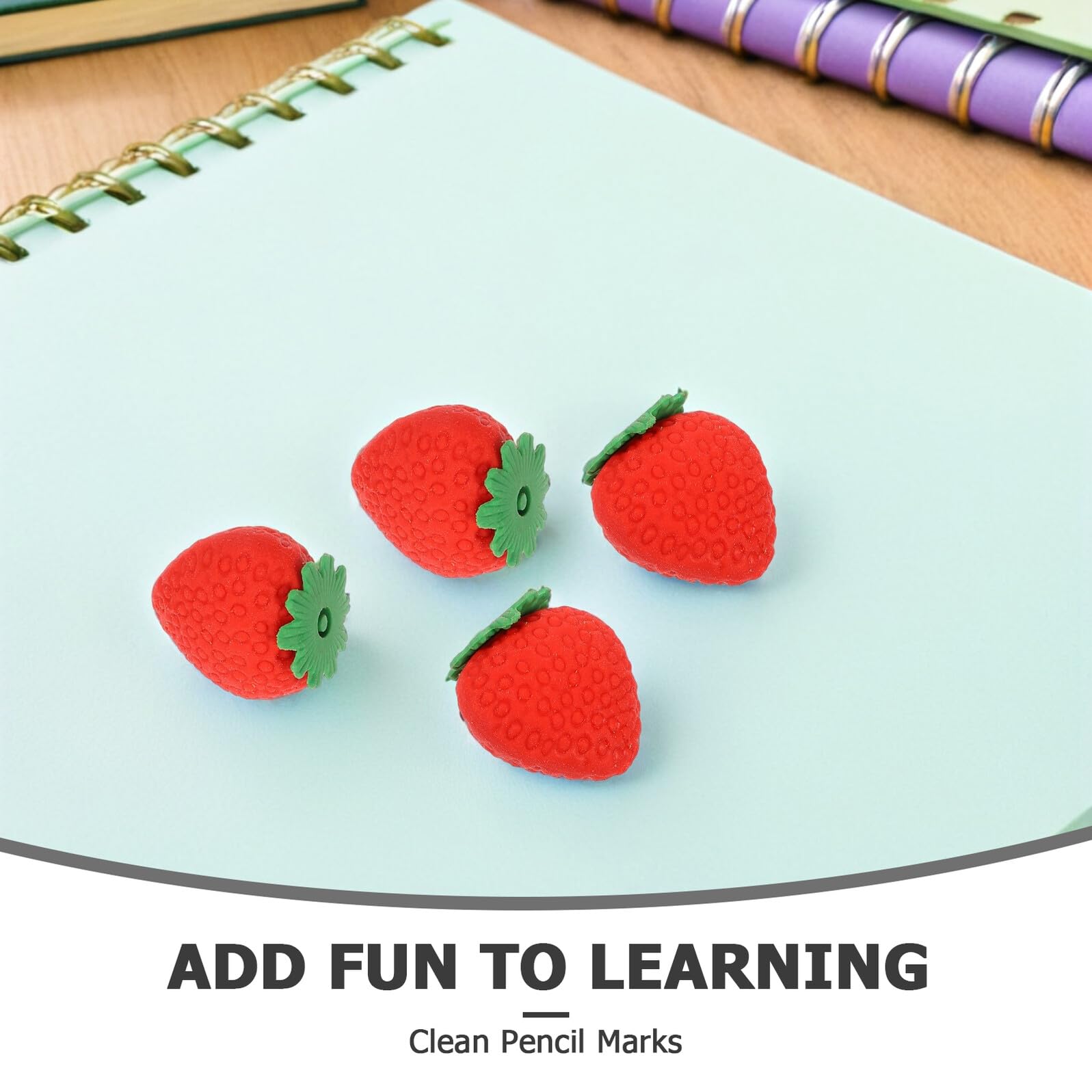 Gomme da Cancellare a Forma di Fragola Rosse 100 Pezzi Tpr | Mini Formato Kawaii, per Quaderni e Segni di Matita, Uso Ufficio e Casa