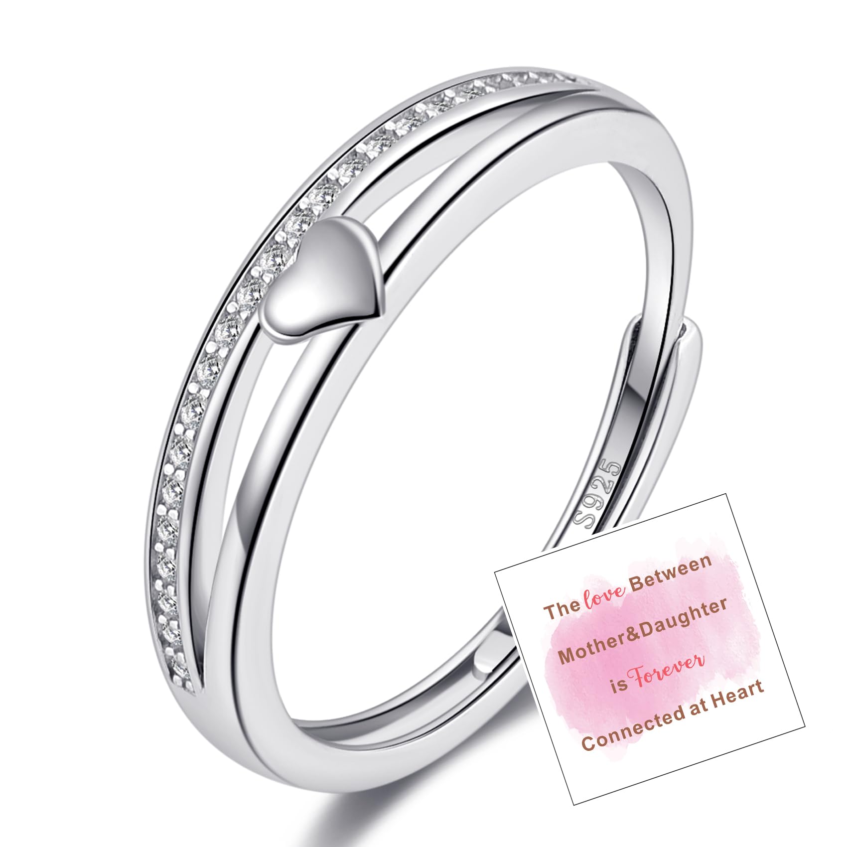 BMMYESterling Silver Rings for Women - Adjustable Love Knot, Celtic Knot & Heart Rings