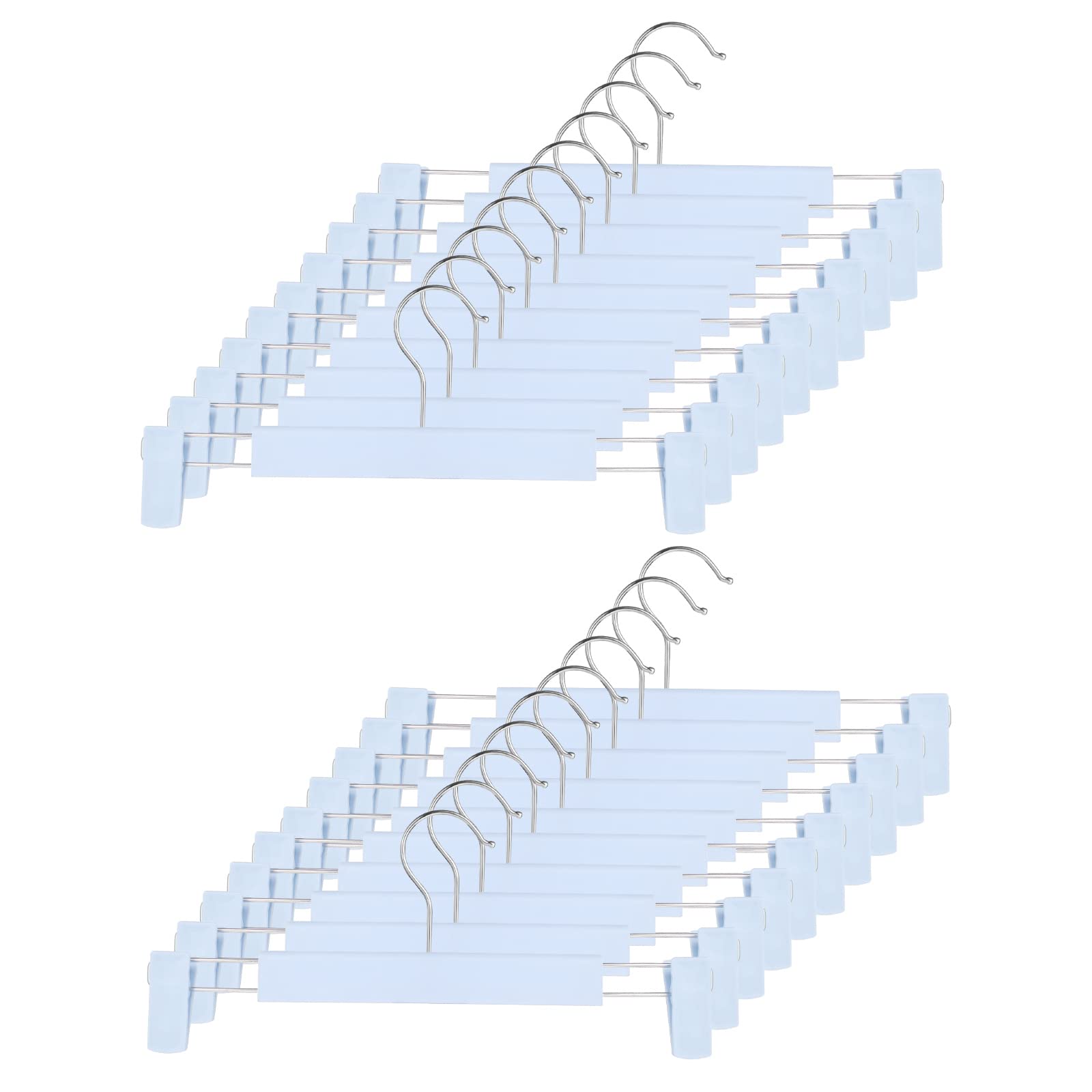 GUANJUNE Clothes Pants Hangers, Space-Saving Skirt Holders with 360 ° Swivel Hooks, Adjustable Clips, Trouser Hangers, Clothes Coat Garment Jeans