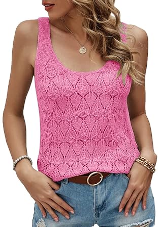 Womens Sleeveless Tank Tops Summer Knit Sweater Vest Casual Cami Shirts Tops