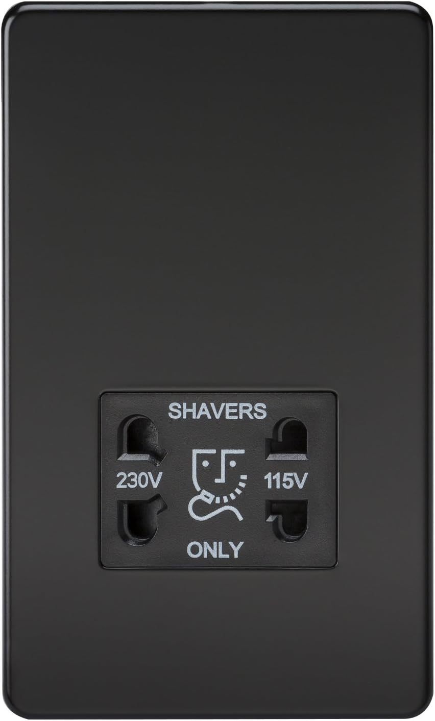 Knightsbridge SF8900MB Screwless Dual Voltage Shaver Socket in Matt Black, 5.0 mm*148.5 mm*47.5 mm