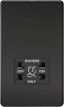 Knightsbridge SF8900MB Screwless Dual Voltage Shaver Socket in Matt Black, 5.0 mm*148.5 mm*47.5 mm