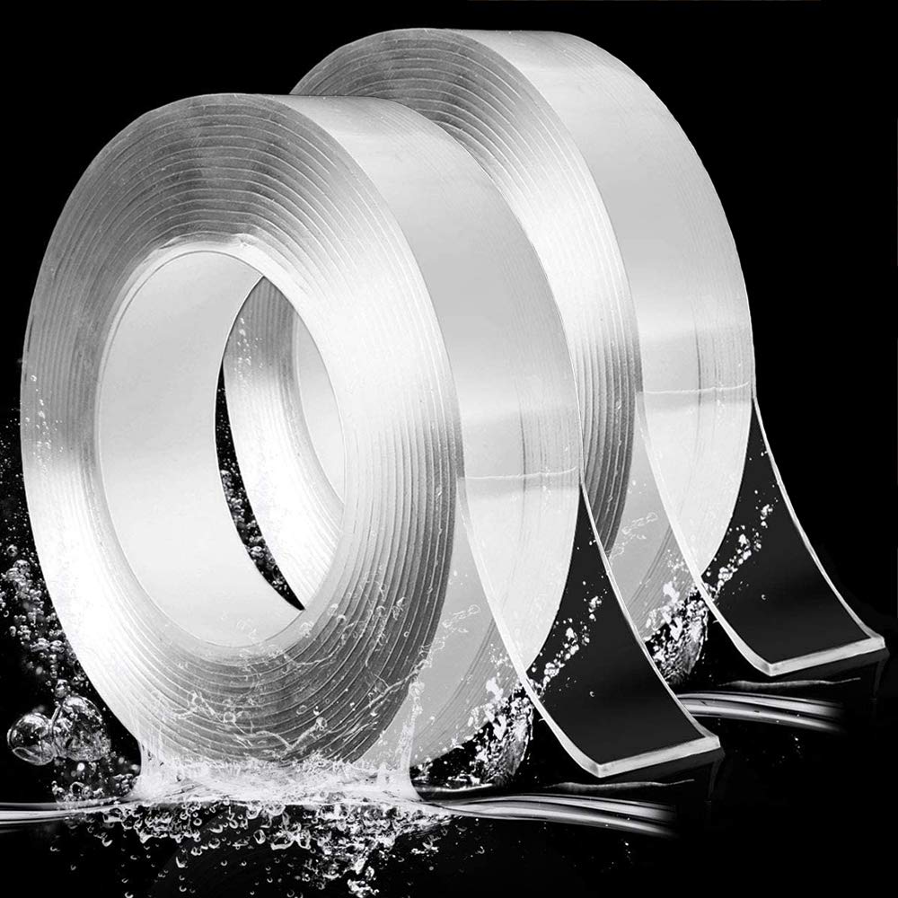 Evance 2Rolls (2*10FT) Reusable Nano Adhesive Tape,Multipurpose Transparent Double Sided No-Trace Removable Glue Tape, Washable Strong Gel Anti-Slip Adhesive Tape (10FT)