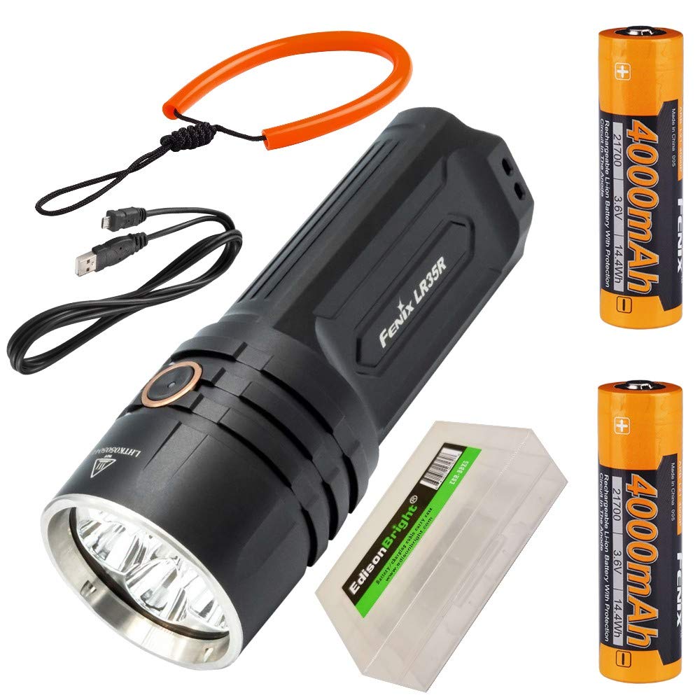 Fenix LR35R 10,000 lumen LED rechargeable tactical flashlight, ALL 01 Lanyard with 2 X Fenix Li-ion 