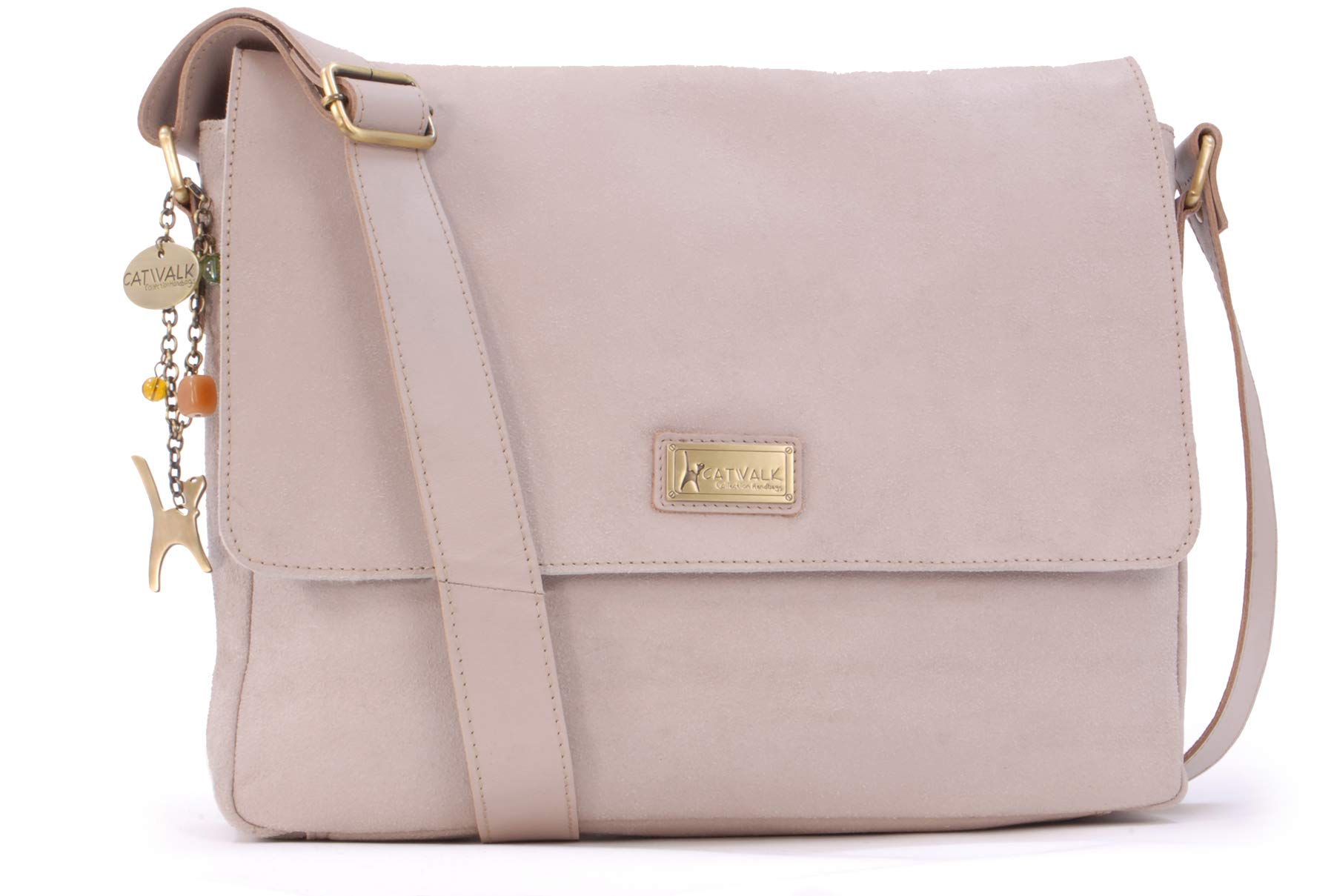 Catwalk Collection Handbags - Damska Duża Torba Listonoszka - Torebka na Laptopa 14-15 Cali i Notesy A4 - Postarzana Skóra - Sabine L