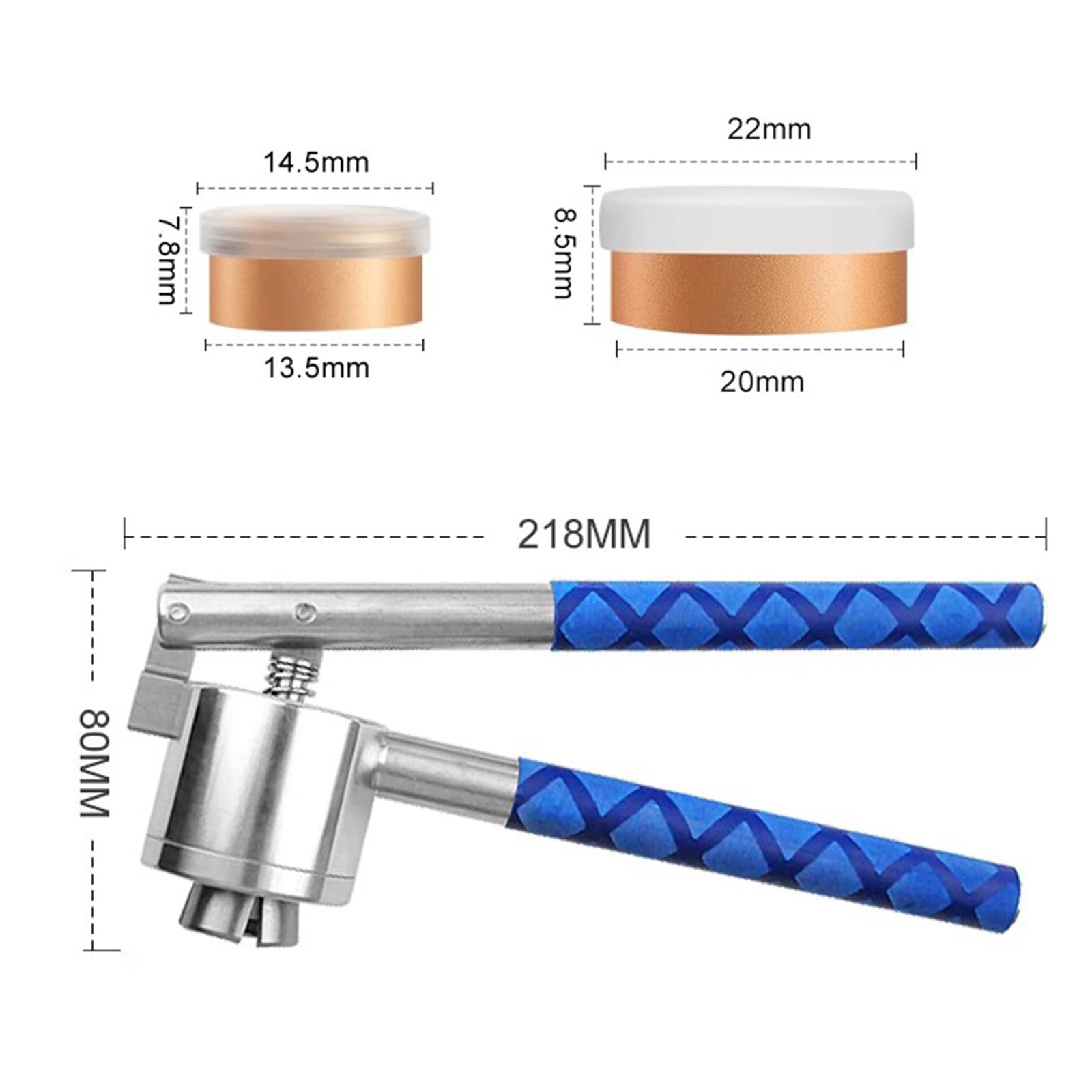 Pinza crimpatrice manuale per tappi di bottiglia, pinza in acciaio inox con manico antiscivolo, adatta per tappi in plastica-alluminio diametro 13 mm, ideale per flaconi spray