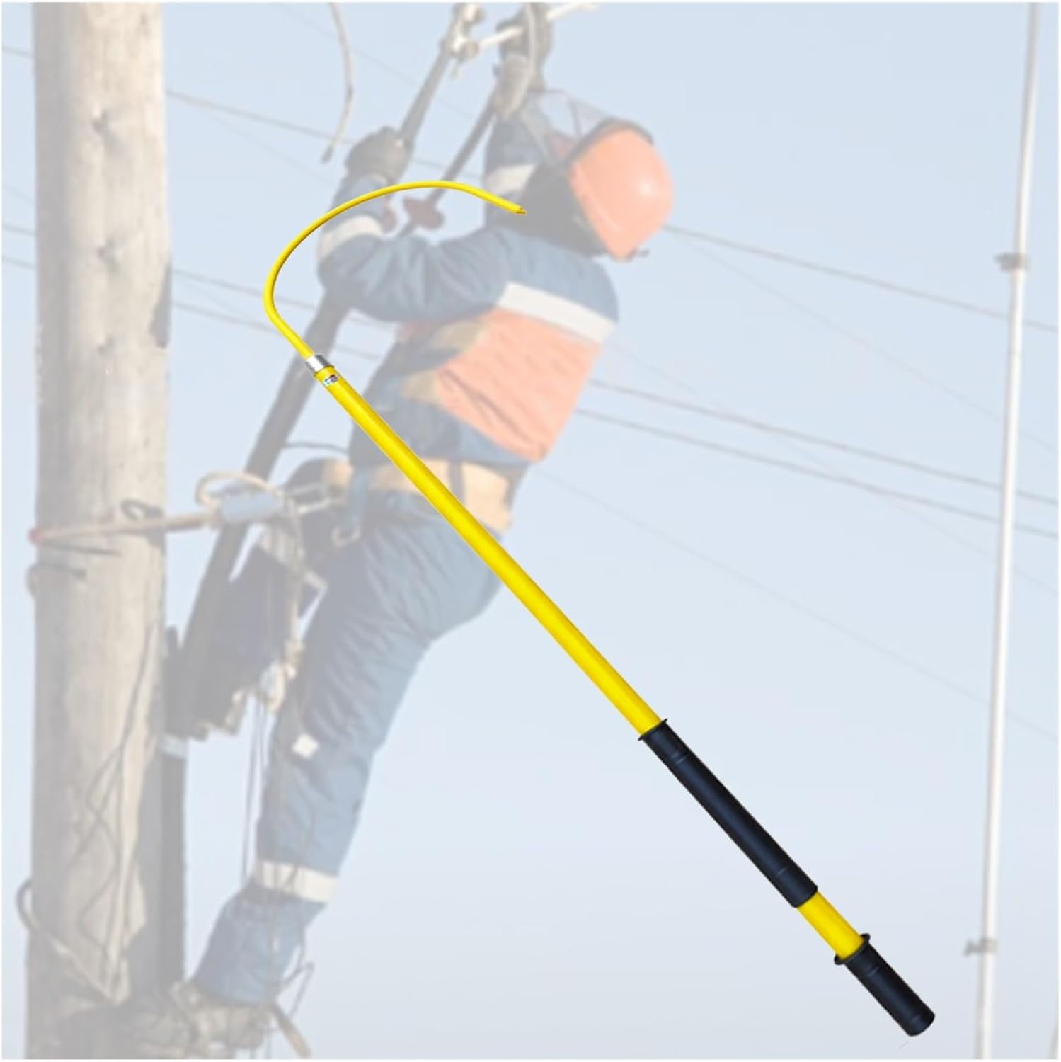 Rescue Hook, Insulated Rod/ Pole Portable High Voltage Insulated Rescue Hook-1 1/4 Inch Dia, Electrical Safety Anti-electrocution Pull Pole for Electrical Failure Emergency Equipment, with Anti Slip H