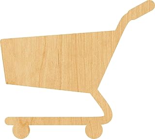 Shopping Cart 2 Laser Cut Out Wood Shape Craft Supply Thickness: 1/8 Inch Size:3