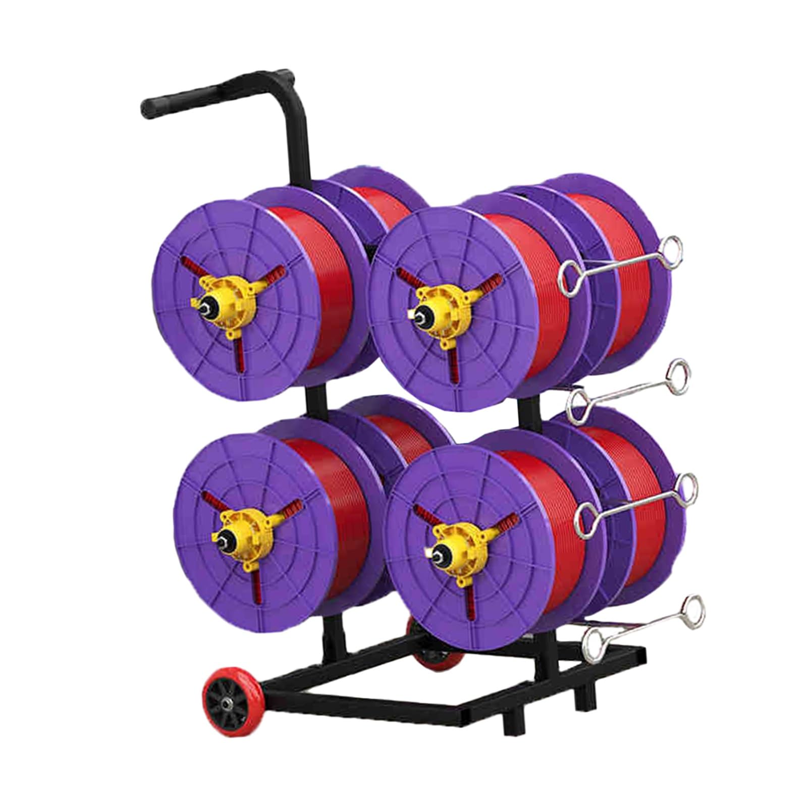Carrello per bobina per cavi resistente con 6 bobine rimovibili, rack per dispenser di filo per estrazione di cavi industriali, organizer efficiente per cavi