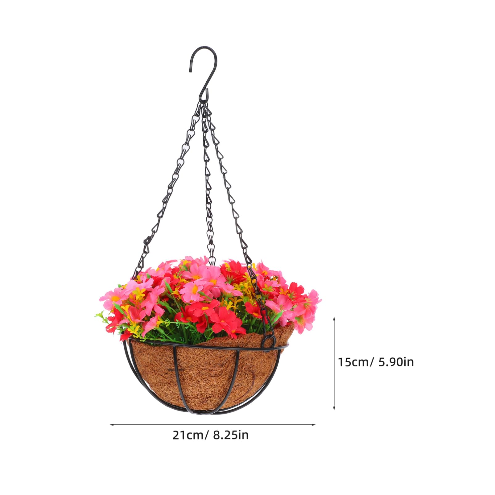 Happyyami Künstlicher Hängeblumenkorb aus Eisen, Rosa, für Draußen