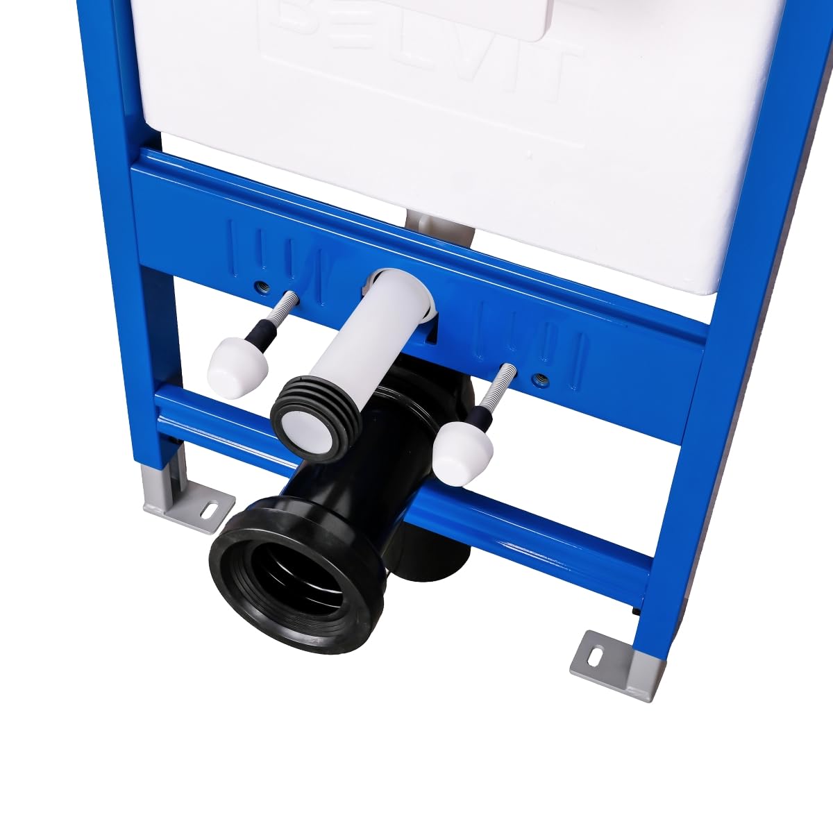 Belvit Inodoro de pared completo con elemento de pared de 75 – 82 cm, sin borde de lavado, inodoro colgante con asiento de cierre suave, cisterna empotrada, placa de pulsador, juego de inodoro para