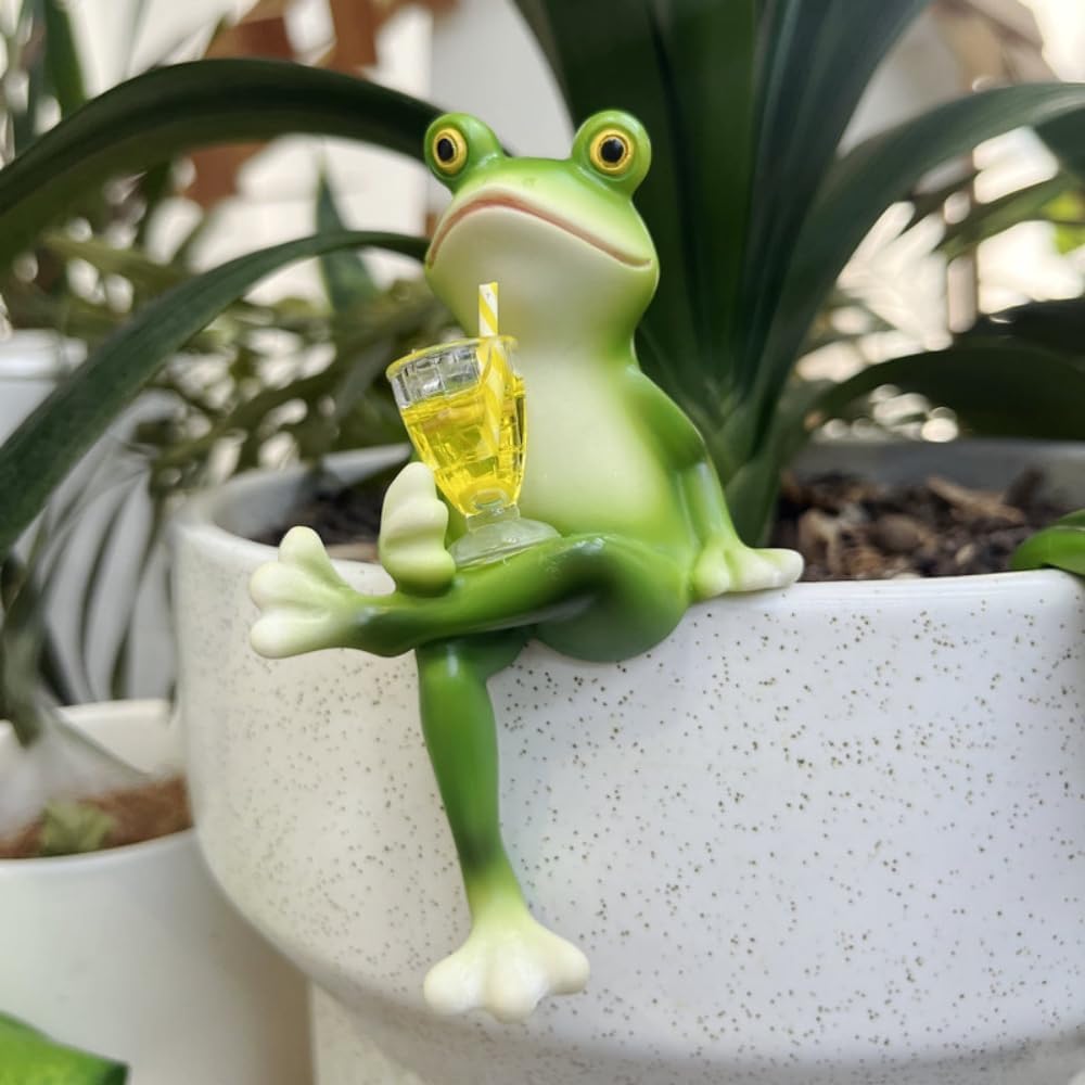 Mini-Frosch Topfpflanzen Dekorationen, lustige Garten Dekoration, Outdoor-Geschenke, Frauen Frosch Statuen, Pflanzer, Terrasse, Rasen