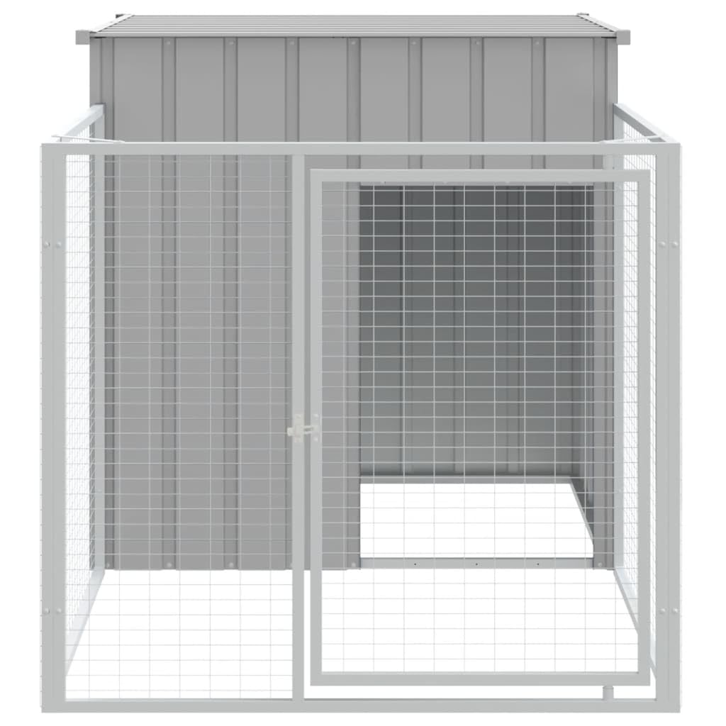 Chenil d'extérieur pour Chien, Enclos Niche Cage pour Chien Métal Niche pour Chien avec Cour Gris Clair 110x201x110 cm
