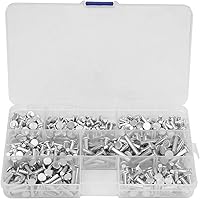 Vista 4 de Kit de remaches sólidos M4 de cabeza plana, kit surtido de 350 remaches de aluminio, múltiples remaches de aluminio de longitud 4/6/8/10/12/16/0.787