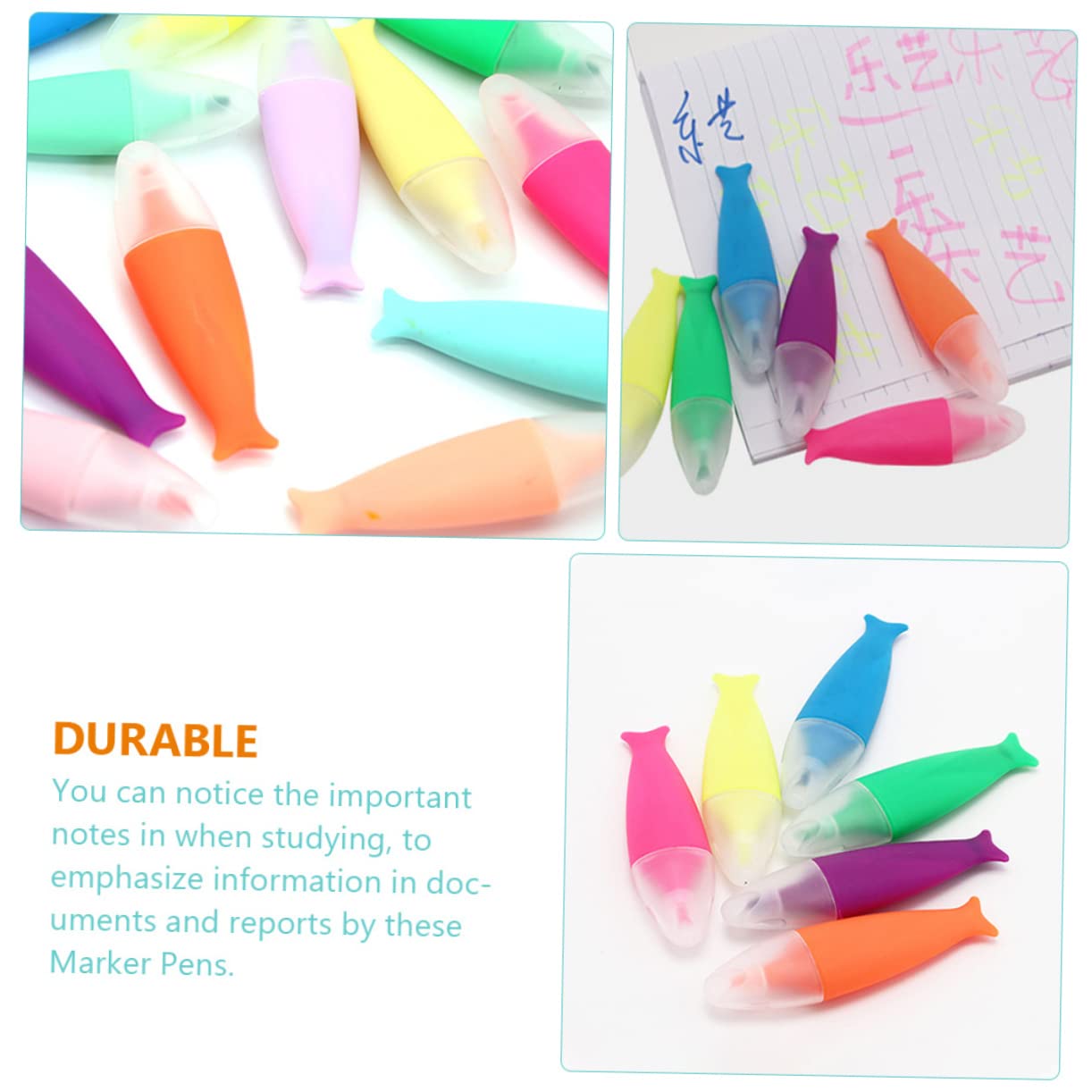 DOITOOL 60 Stück Bunte Textmarker Fischform Schnelltrocknende Marker Stifte für Schüler Kreatives Marker Set Bulk Highlighters Farbige Highlighter Stifte für Notizen und Schule