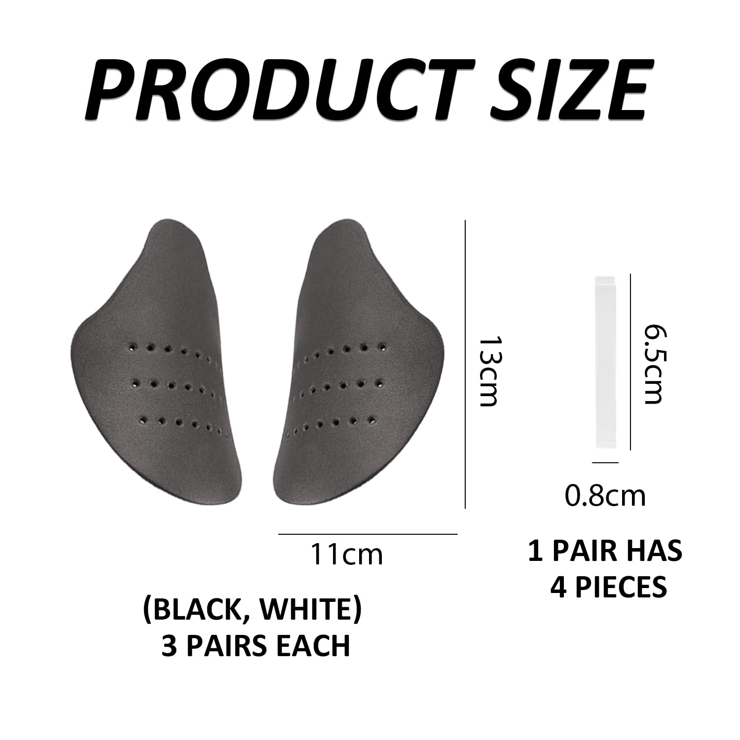 6 pares de protector de zapato y antiarruga, accesorios suaves para botas y zapatos, protección antiarrugas, negro