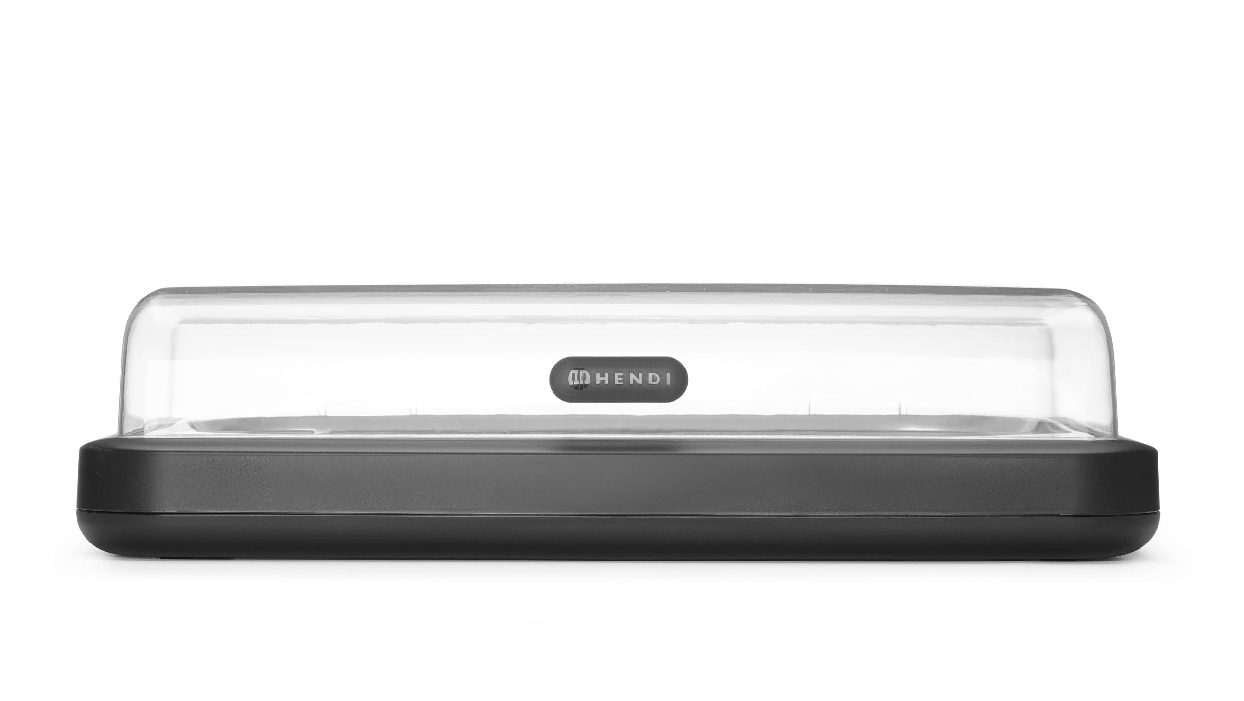 HENDI Vetrina refrigerata UNIQ con coperchio ribaltabile in ABS, set con vassoio in acciaio inox GN 1/1, elemento refrigerante, 593x389x(H)147mm, polipropilene, nero