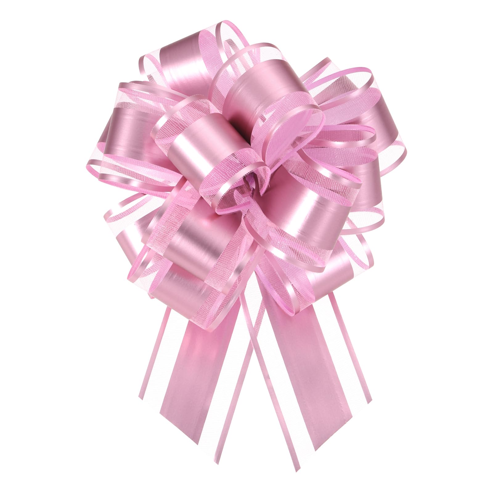Lazos de organza grandes rosas para envolver regalos decorativos y detalles, 15 cm