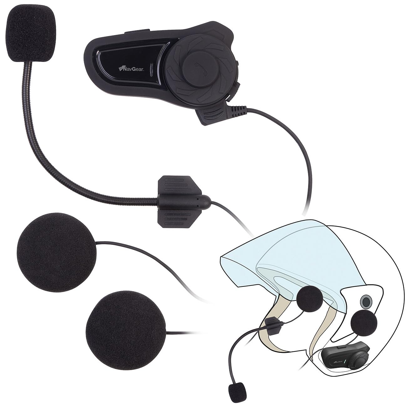 NavGear Kommunikationssystem: Motorrad-Intercom-System für bis zu 2 Personen, Bluetooth, 800 m (Motorrad Headset 2 Personen, Kommunikation 2, PC)