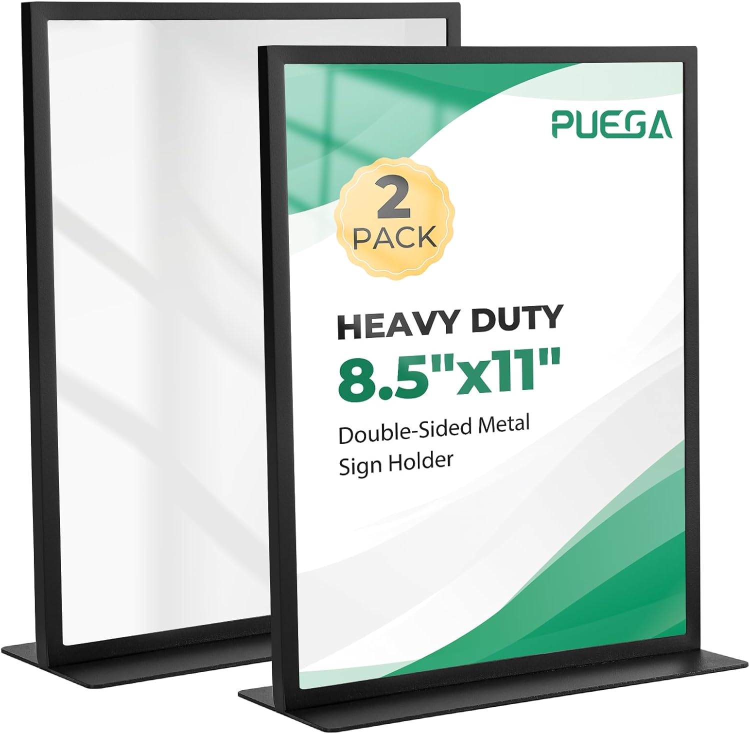 2pack Tabletop Metal Sign Holder, 8.5"x11" Stainless Steel Double Sided T Shape Menu Display Stand for Office Store Restaurant Hotels