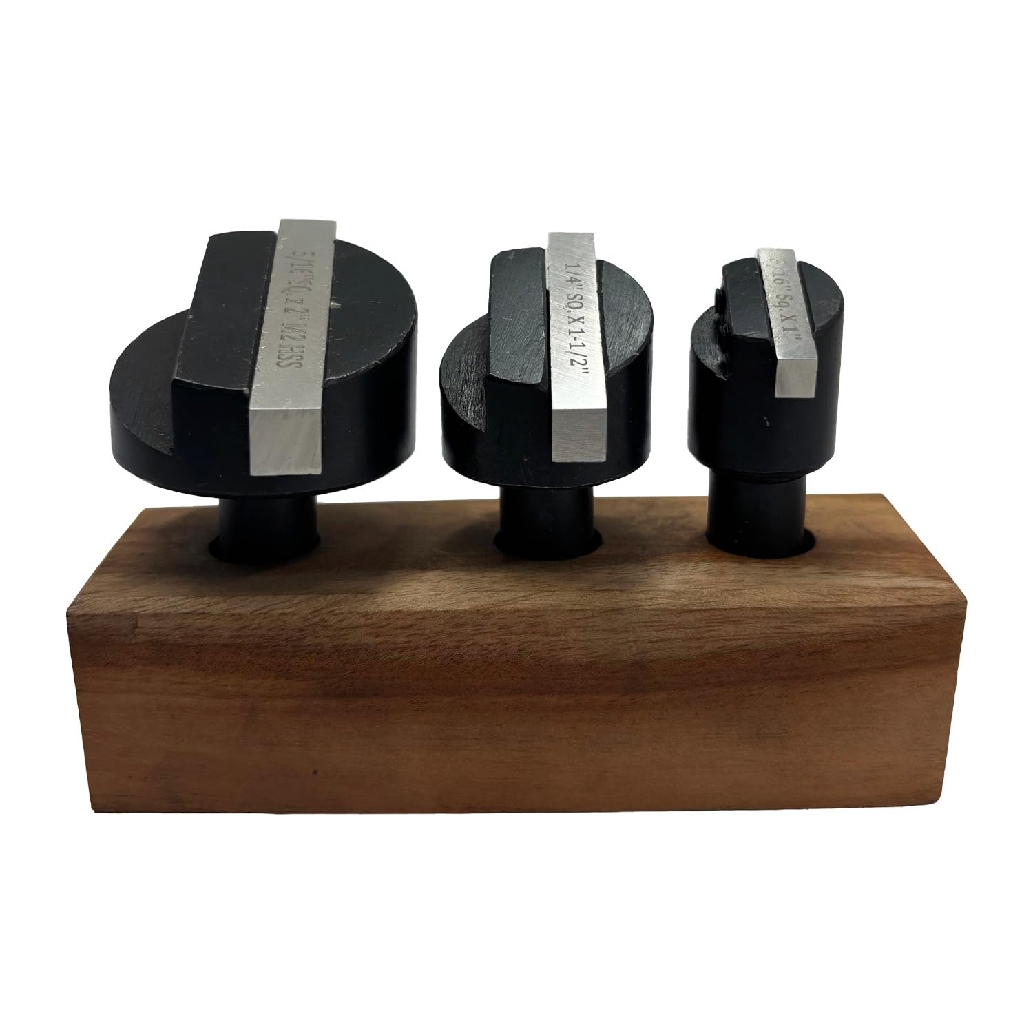 Assorts Set of 3 Fly Cutters for Milling Machines โ Includes HSS Tool Bits (Multiple Shank Sizes) (1/2" Shank with HSS Tool Bit + Wooden Stand)