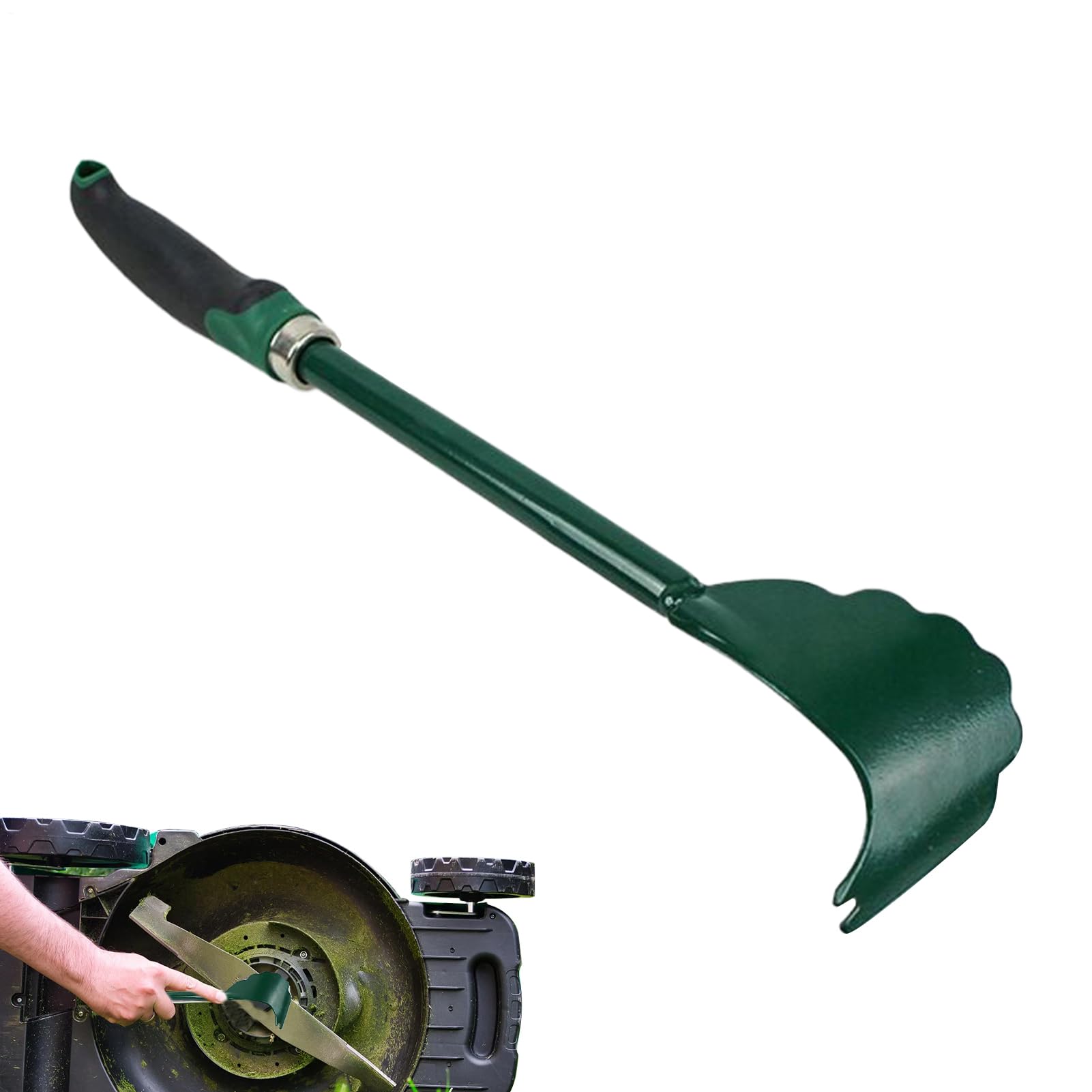 Grattoir de plafond et brosse pour enlever l'herbe collée sous les tondeuses à gazon