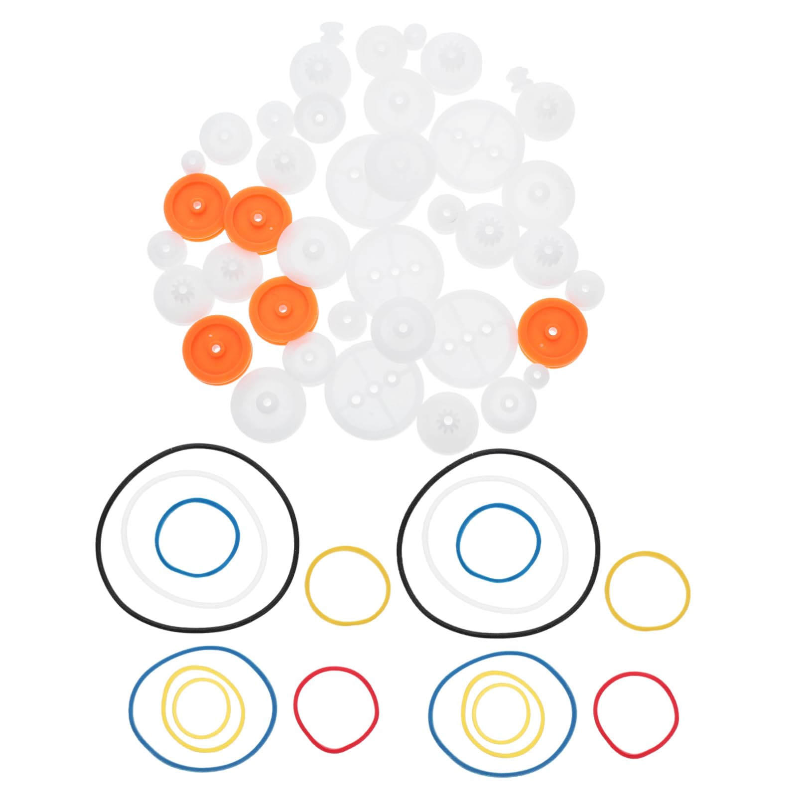 Cabilock DIY Model Toy Car Science Experiment Transmission Belt Pulley Set Black Plastic Pulley Round Belting Mini Replacement Wheel