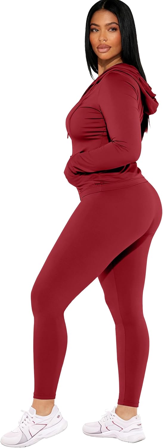 CLOCOR Womens 2 Piece Outfits Sweatsuits - Tracksuit Set Long Sleeve Crop Top & Drawstring Wide Leg Pants with Pockets - Image 4