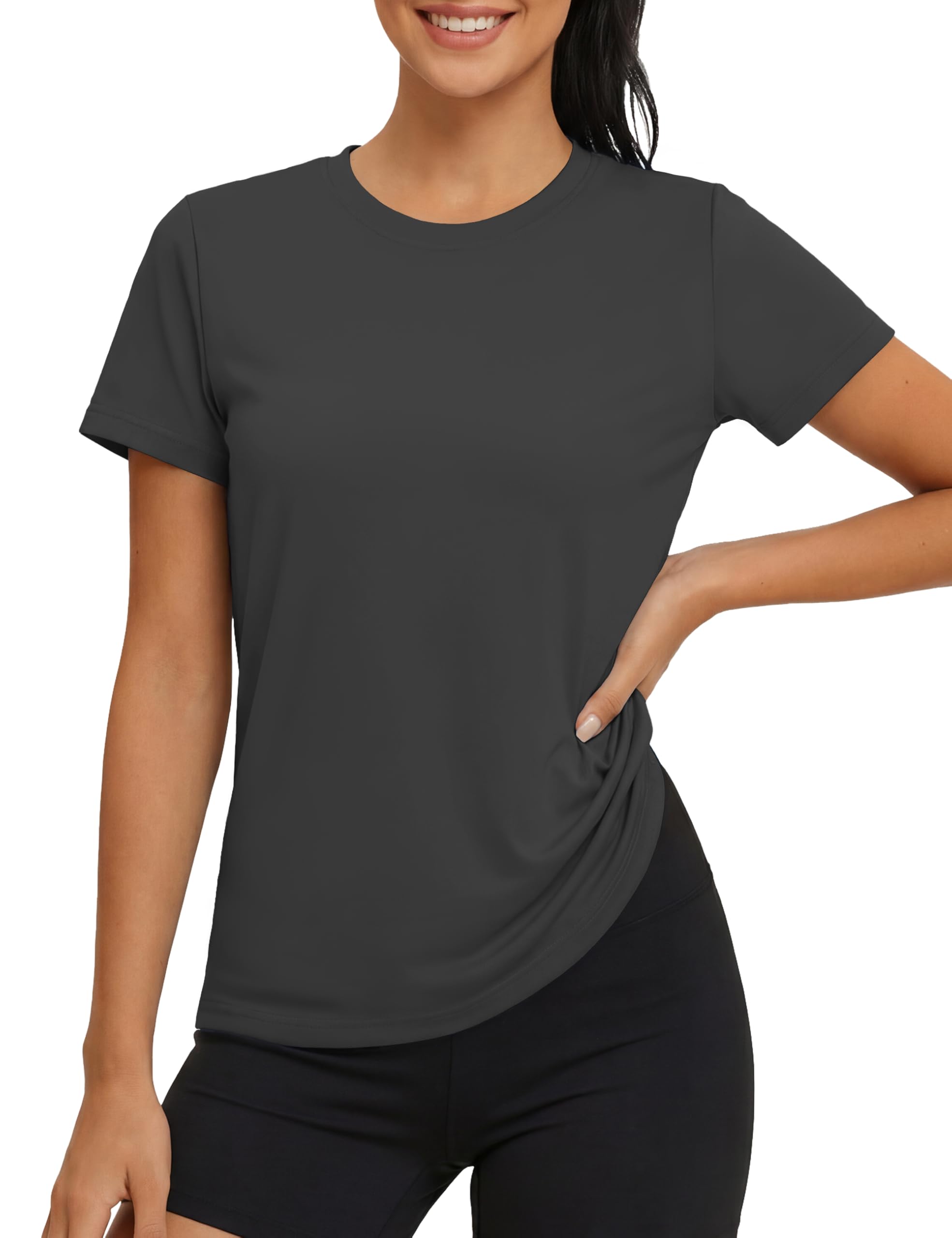 MAGCOMSEN Sportshirt Damen UV Shirt Kurzarm Sport Shirts Basic Funktionsshirt Fitness Wandershirt Yoga UV-Schutz Wasser