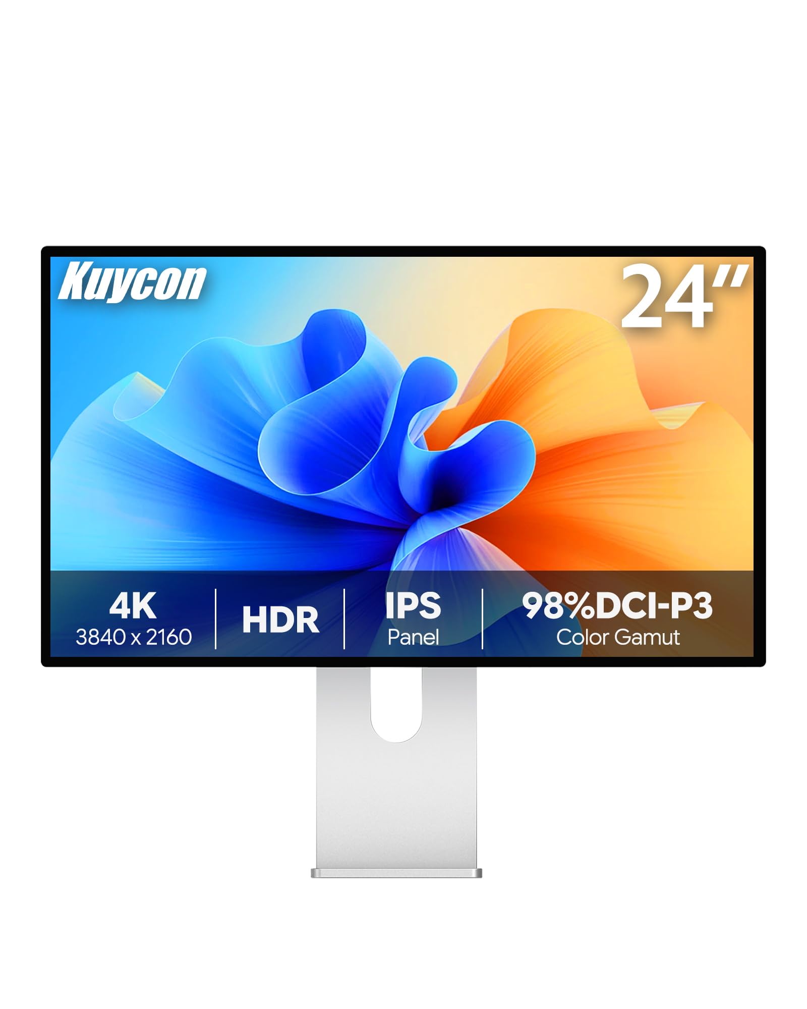 P24U 23.8'' 4K Monitor 3840x2160, 60Hz Minimalista con Soporte | 600 cd/m², 1200:1, DCI-P3, carga por USB-C de 100 W, laminación completa, cristal antirreflejos; para diseñadores y oficinas.