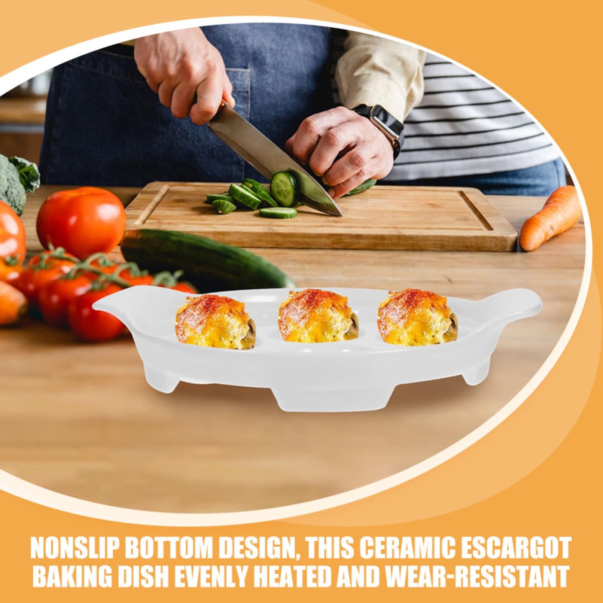 Healeved 2stücke Keramik Escargot Teller mit Randerhöhung Hitzebeständig und Verschleißfest Schnecken Backschale mit Rutschfesten Mulden für Meeresfrüchte Vielseitig für Küche und Grill