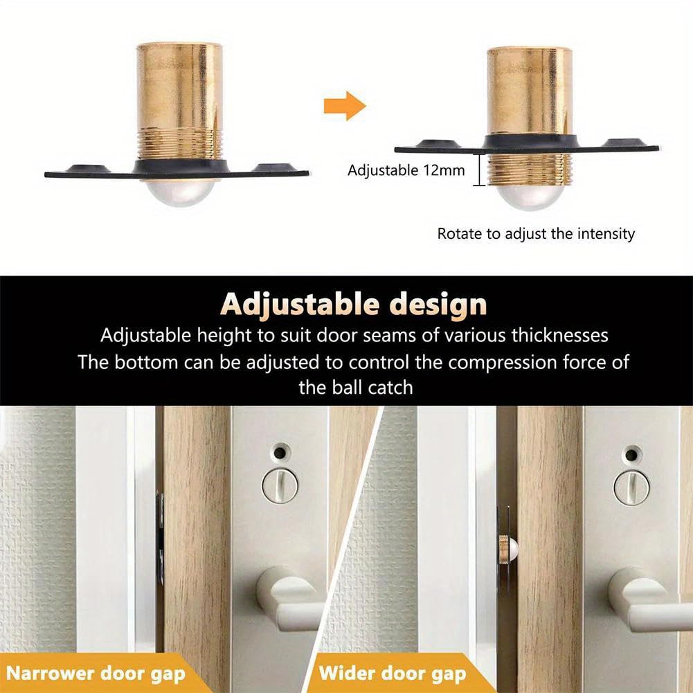 2 Pack Ball Door Catches for Internal Doors Door Latch Roller Adjustable Ball Latches Spring Ball Bearing Door Catch Door Hardware for Cupboard Closet Top of Door - Image 4
