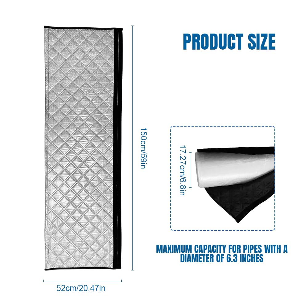 Housse Isolante pour Tuyau d’Évacuation d’Air de Climatiseur Portable – Manchon Thermique 150x53CM, Adapté aux Tuyaux de 5 et 6 Pouces, Couvercle de Protection pour Tuyau AC