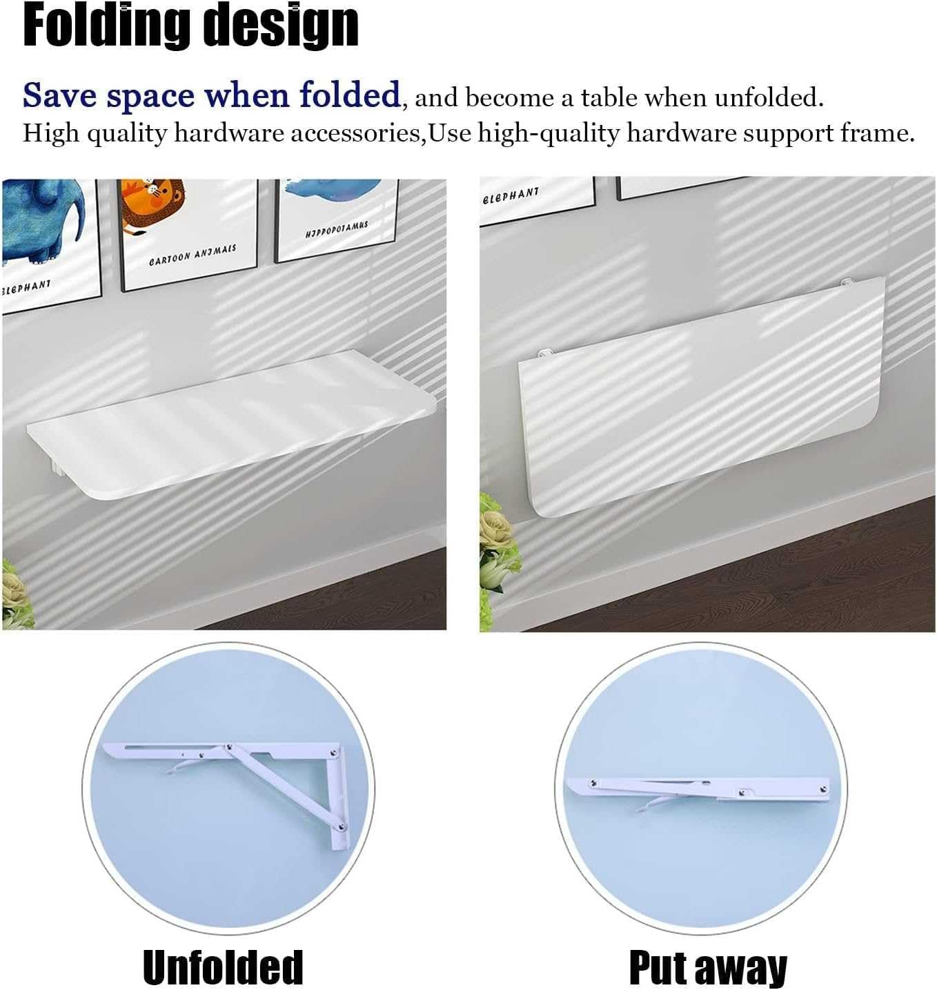 Wall Mounted Folding Table, Space-Saving Floating Laptop Workstation for Bedroom, Home Office, Balcony - Perfect for Small Spaces and Efficient Work Solutions