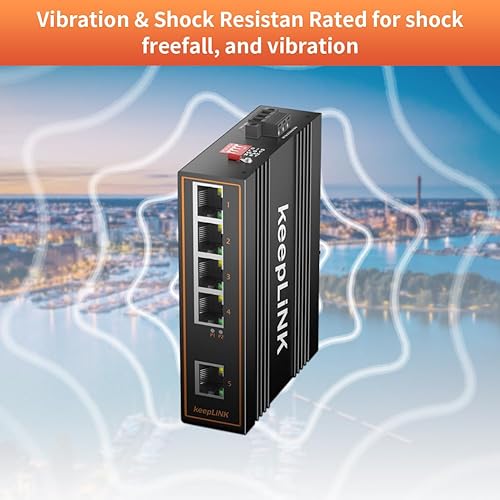 Miniatura 6 de Interruptor Gigabit industrial de 5 puertos no administrado, interruptor Ethernet Din-Rail, rango de temperatura de funcionamiento IP40 de -30  F F