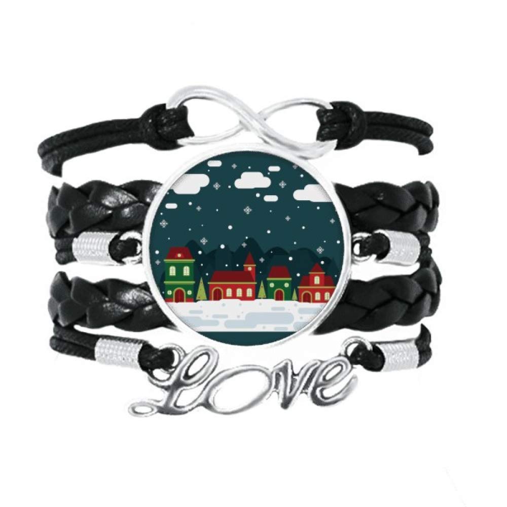 DIYthinker Snow Snowflake Cloud Tree House Bracelet Love Accessory Twisted Leather Knitting Rope Wristband Gift